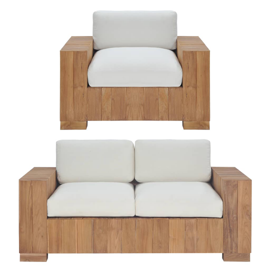 vidaXL Soffgrupp 2 delar massiv teak