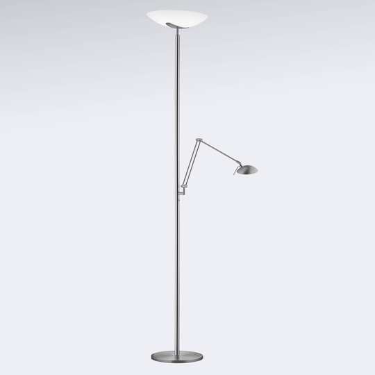 LED-uplight-golvlampa Lya, läslampa nickel-krom