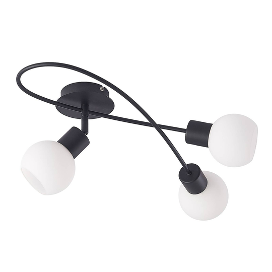 Lindby LED-taklampa Elaina 3 lampor lång svart vit