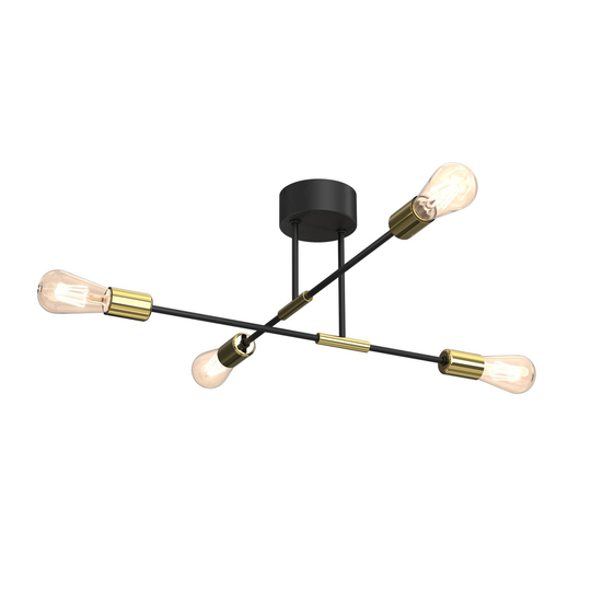Taklampa Ilia, svart/guld, 4 lampor