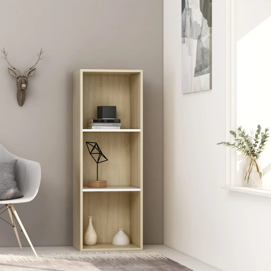 vidaXL Bokhylla 3 hyllor vit och sonoma-ek 40x30x114cm konstruerat trä