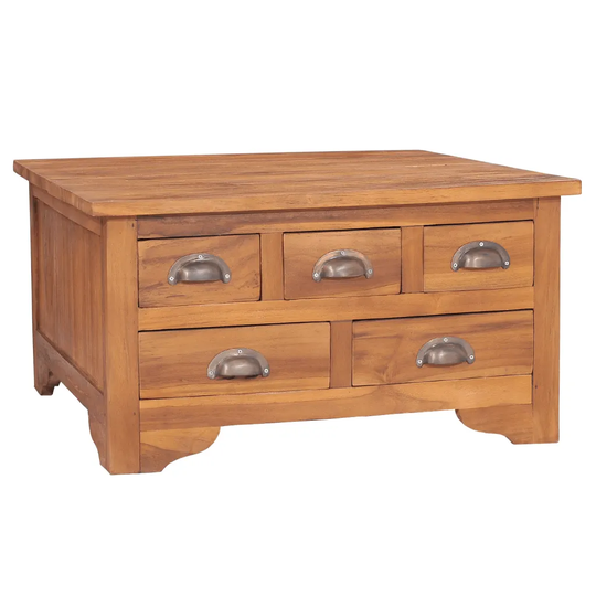 Soffbord medöppningsbar bordsskiva 65x64x35 cm massiv teak