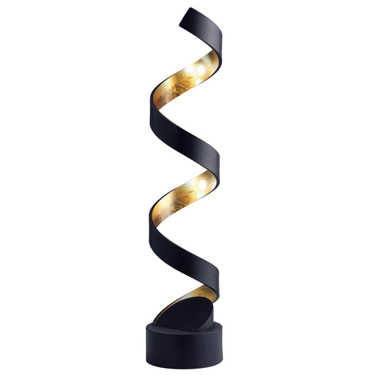 LED-bordslampa Helix, höjd 66 cm, svart-guld