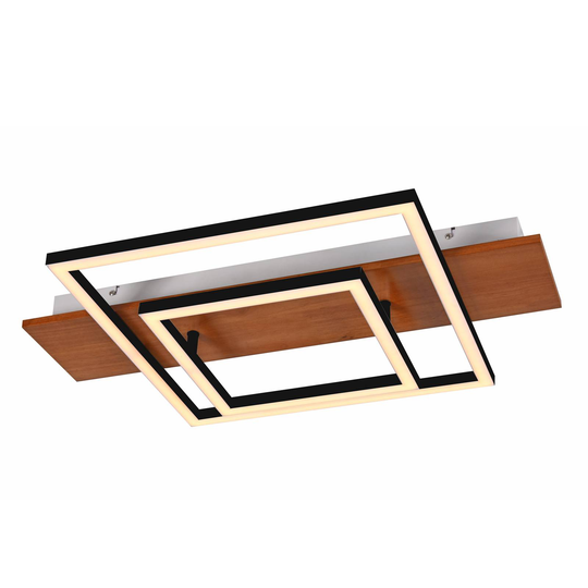 Lucande Chariska LED-taklampa trä svart 60 cm