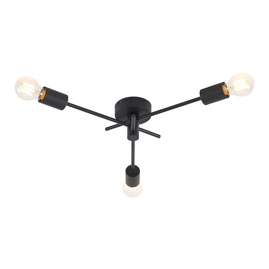 Lindby Cerros taklampa, 3 lampor, svart