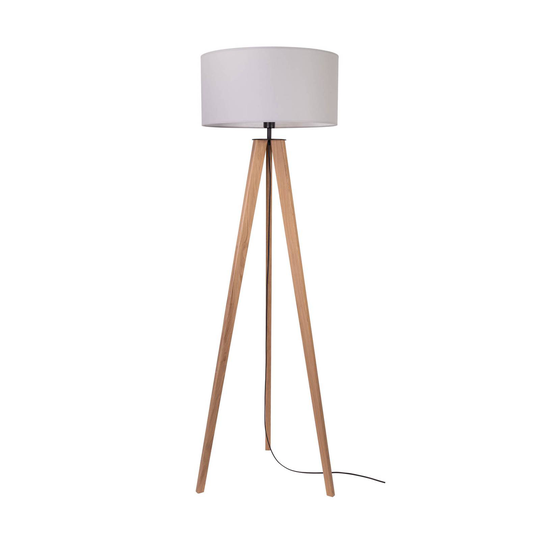 Golvlampa Maira, trebent, ek oljad, grå