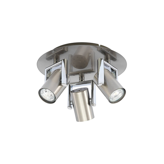 Lindby Reina takrondell, nickel, 3 lampor, rund