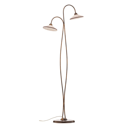 Golvlampa Rosina med två keramikskärmar