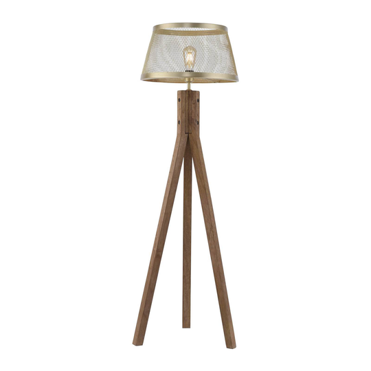 Golvlampa Frederik av trä, trebent