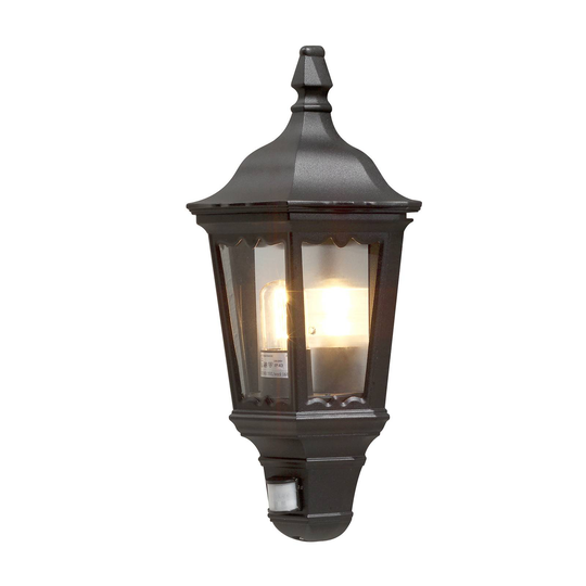 Utomhusvägglampa Firenze halvskål, sensor, svart