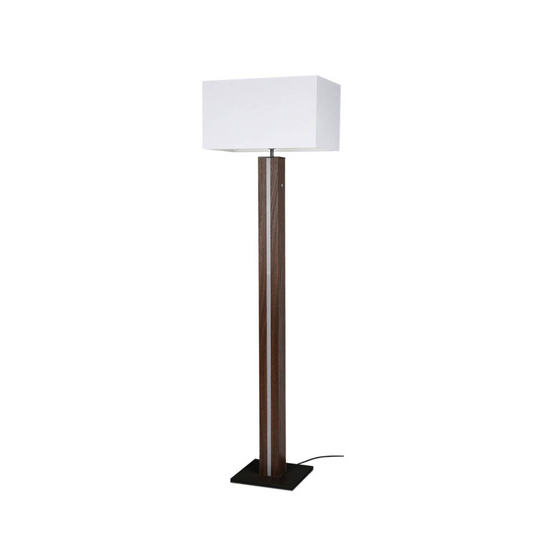 Golvlampa Elegance, dimbar, träfaner, vit