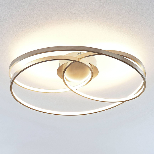 Lindby Ronka LED-taklampa, satinerat nickel