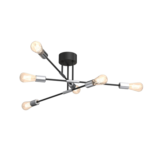Taklampa Ilia, svart/krom, 6 lampor