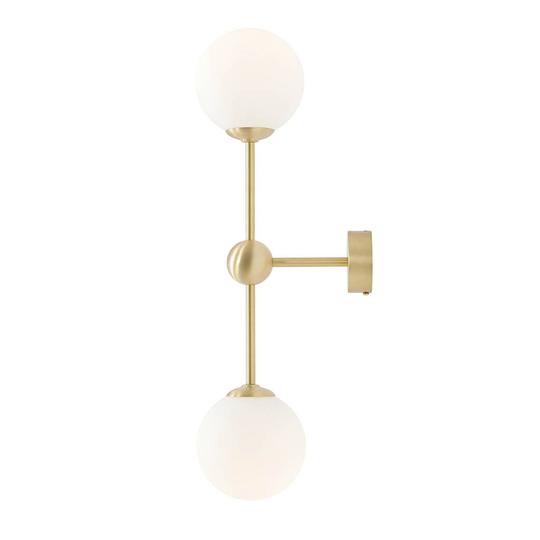 Vägglampa Alison, 2 lampor, mässing/vit, 59cm