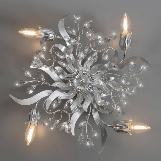 Bladsilvervägglampa Sara, 4 lampor