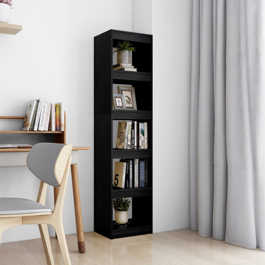 vidaXL Bokhylla/rumsavdelare svart 40x30x167,5 cm massiv furu
