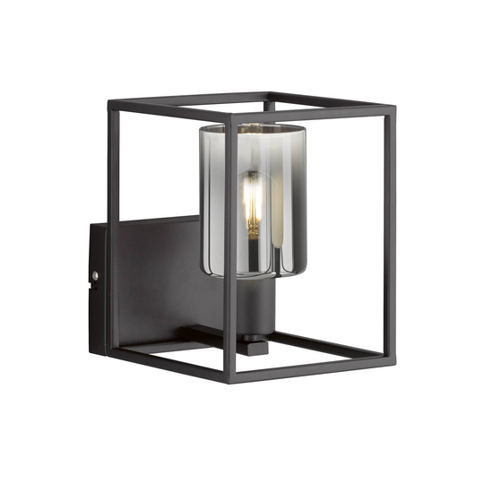 Vägglampa Iska, glas rökfärgad/klar