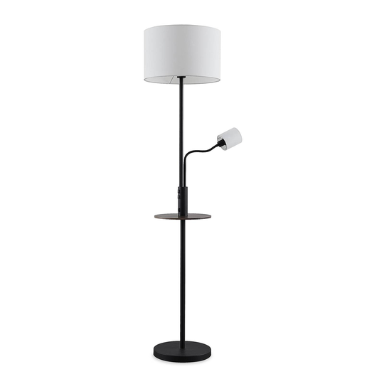 Lindby Aovan golvlampa med hylla och USB, svart
