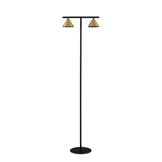 Lucande Kartio golvlampa, 2 lampor, mässing