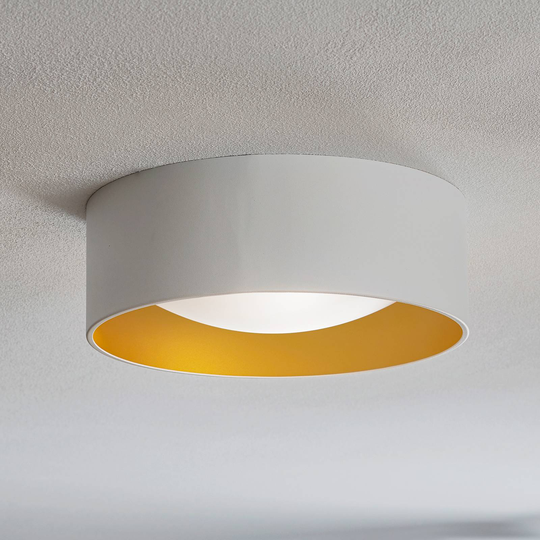 Taklampa Moss, vit/guld