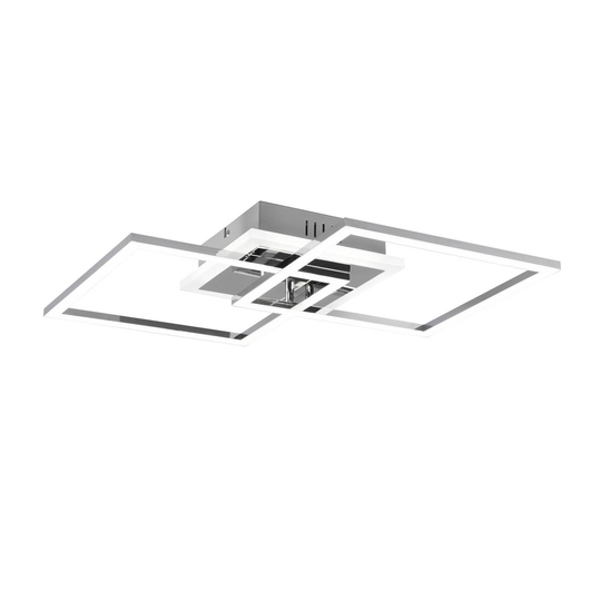 LED-taklampa Venida, kvadratisk, krom