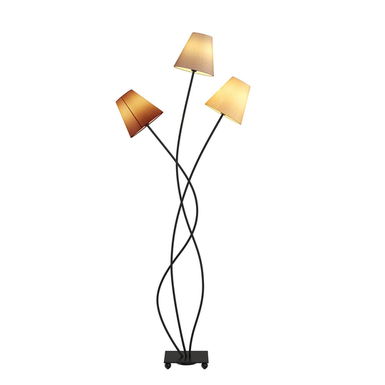 Golvlampa Melis med tre textilskärmar