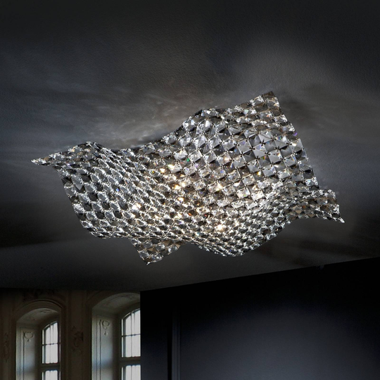 Plafondlampa Saten i kristallglas, 56 cm