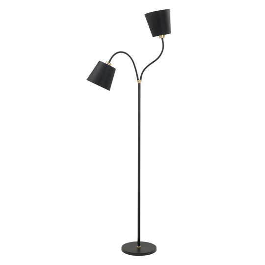 Golvlampa Texas, svart, 2 lampor