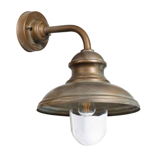 Utomhusvägglampa Mill 1595 mässing antik/klar
