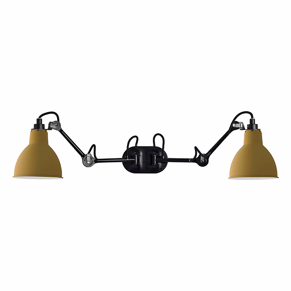 Lampe Gras N204 Vägglampa Double Matt Svart & Matt Gul