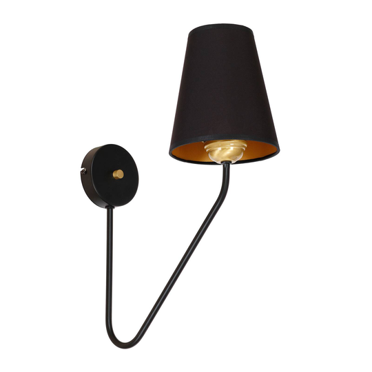 Vägglampa Victoria med textilskärm, svart/guld