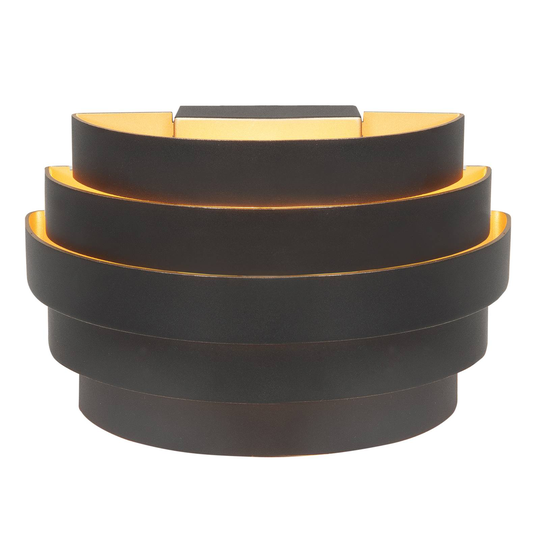 Vägglampa Scudo, aluminium, svart/guld