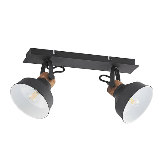 Lindby Nefeli taklampa med trädetaljer, 2 lampor