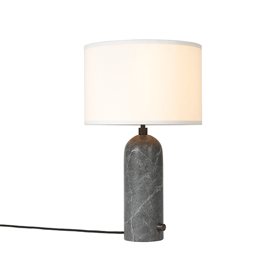 GUBI Gravity Bordslampa Grå Marmor och Vit Skärm Mindre