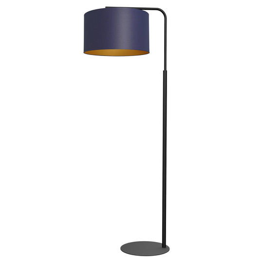 Golvlampa Soho, cylindrisk, böjd, blå/guld