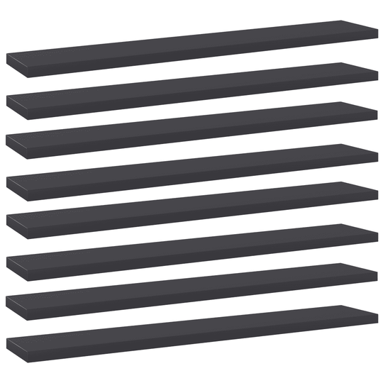 Hyllplan 8 st grå 60x10x1,5 cm konstruerat trä