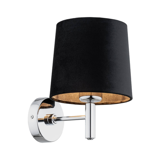 Vägglampa Bono, textilskärm, krom/svart