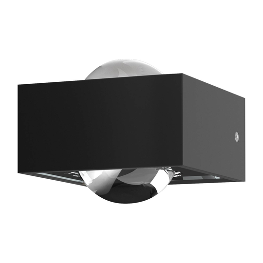 LED-vägglampa Focus 100 linser klar, svart/krom