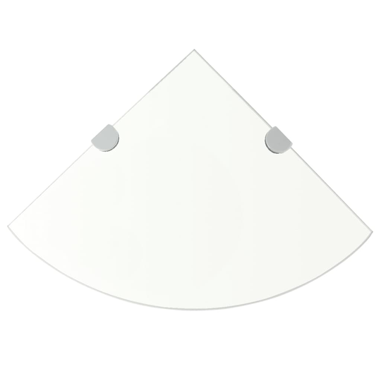 vidaXL Hörnhylla med förkromade hyllkonsoler glas genomskinlig 25x25 cm