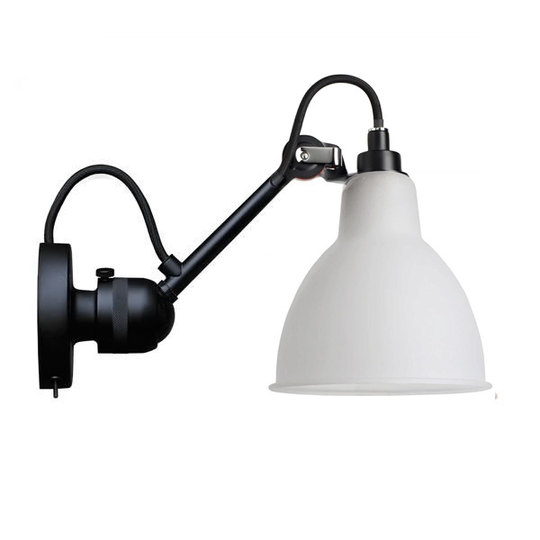 Lampe Gras N304 Vägglampa Matt Svart & Opalglas Med On/Off