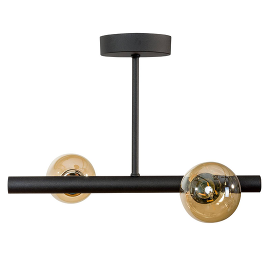 Taklampa Leo, 2 lampor, svart/guld