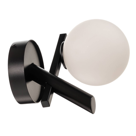 Vägglampa Baleo, svart/opal, 1 lampa