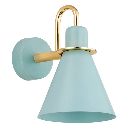 Vägglampa Bona, ljusblå-mässing