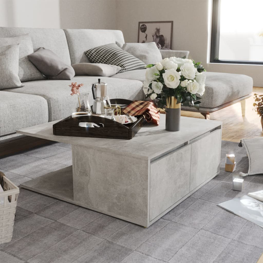 vidaXL Soffbord betonggrå 80x80x31 cm konstruerat trä