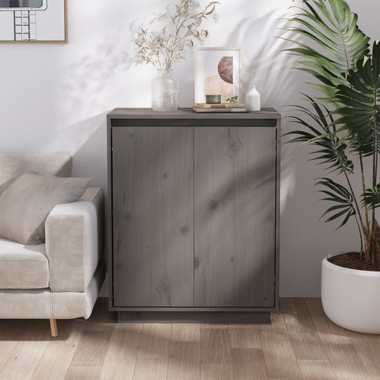vidaXL Skänk grå 60x34x75 cm massiv furu