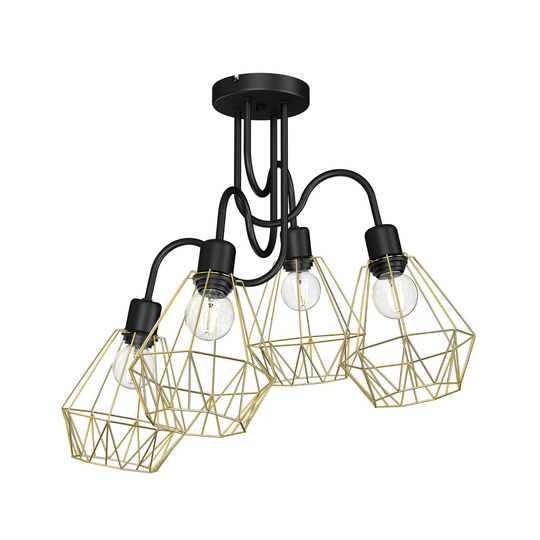 Taklampa Jin, svart/mässing, 4 lampor