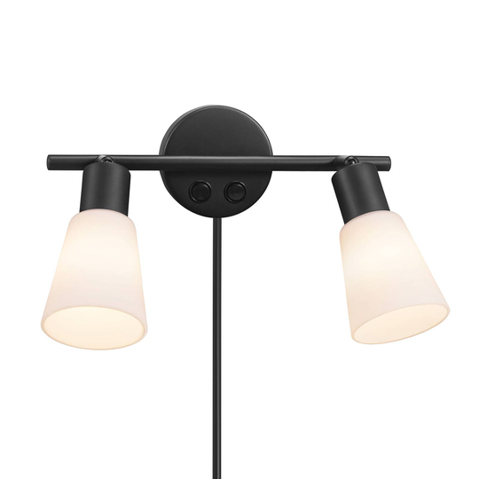 Vägglampa Cole av glas och metall, 2 lampor