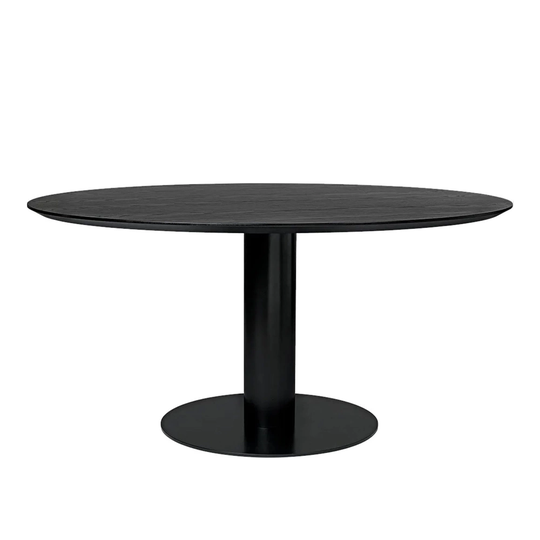 GUBI 2.0 Dining Table, Ø 150 cm, Skiva: Trä - Svartbetsad ask, Bas: Sv
