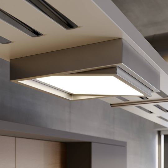 Prios Uvan LED-taklampa lutbar, kantig, krom