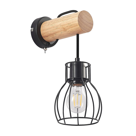 Lindby Evje vintagevägglampa, bur, rund